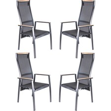 4x Gartenstuhl Metall Hochlehner stapelbar verstellbar Balkonstuhl Stapelstuhl