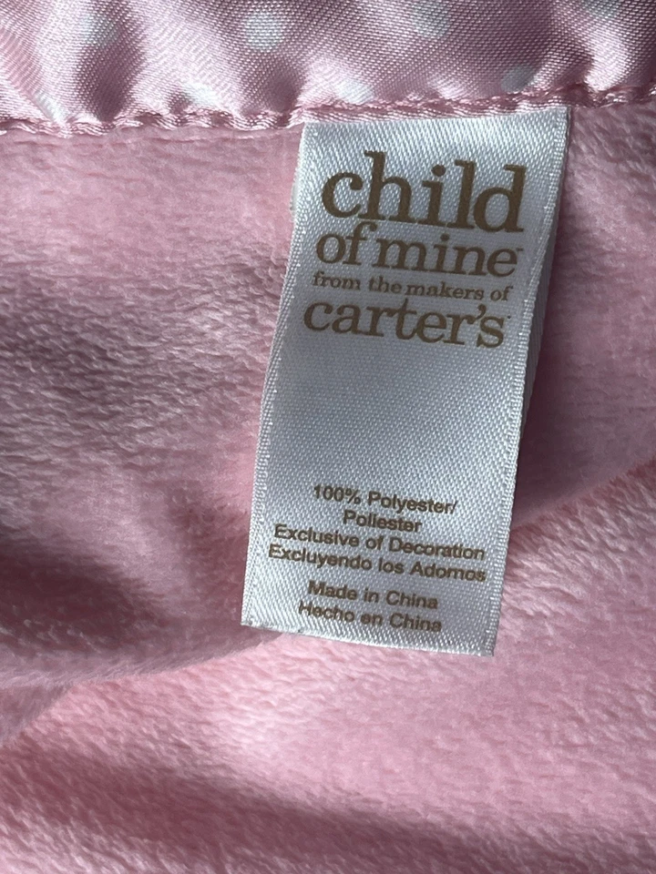 Carter's Child of Mine Pink Satin Trim Baby Blanket With Embroidered Monkey Soft - Image 4 of 4