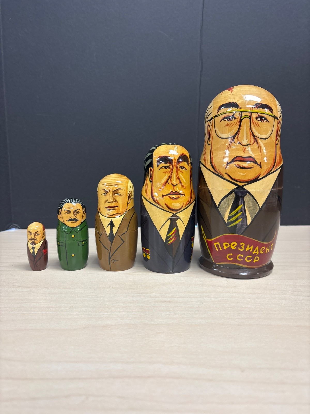 Vintage Hand Painted Russian Leader Matryoshka Nesting Dolls Made in ...