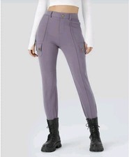 Halara High Waisted Pockets Skinny Cargo Pants Purple Ash Women L Reg.