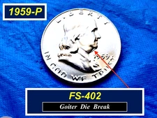 Goiter Die Break ➫ 1959-P Franklin "BU" ➫ Cherrypickers #FS-402 ➫ 159g