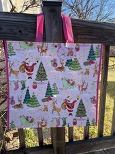 Marshalls Christmas🎄PINK SANTA Large Reusable Shopping Tote Bag Eco-Friendly⭐️