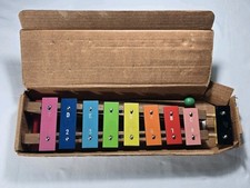 1960s Xylophone Children's Box Set Mallet Color Xylo Wooden Vintage Music Toy