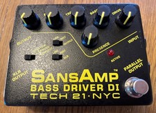 Tech 21 NYC SansAmp Bass Driver Di Di Distortion Pedale per chitarra usato musica USA
