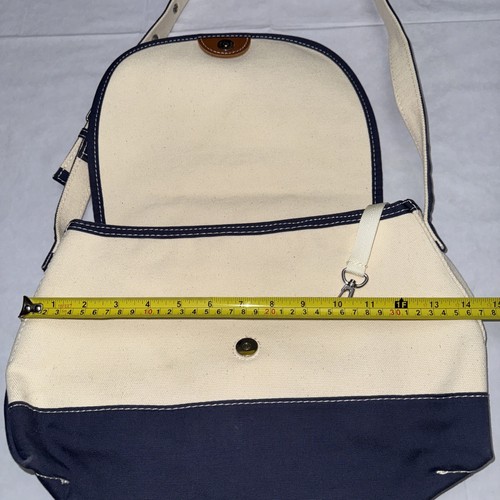 L.L. Bolso Bandolera de Lona Bean (Como Barco y Tote) Azul Blanco Costero - Imagen 4 de 8