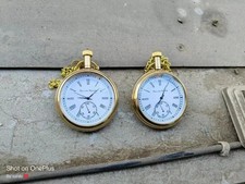 Lot of 2 Elgin Vintage Pocket Watches   Antique Brass Collectible Gift