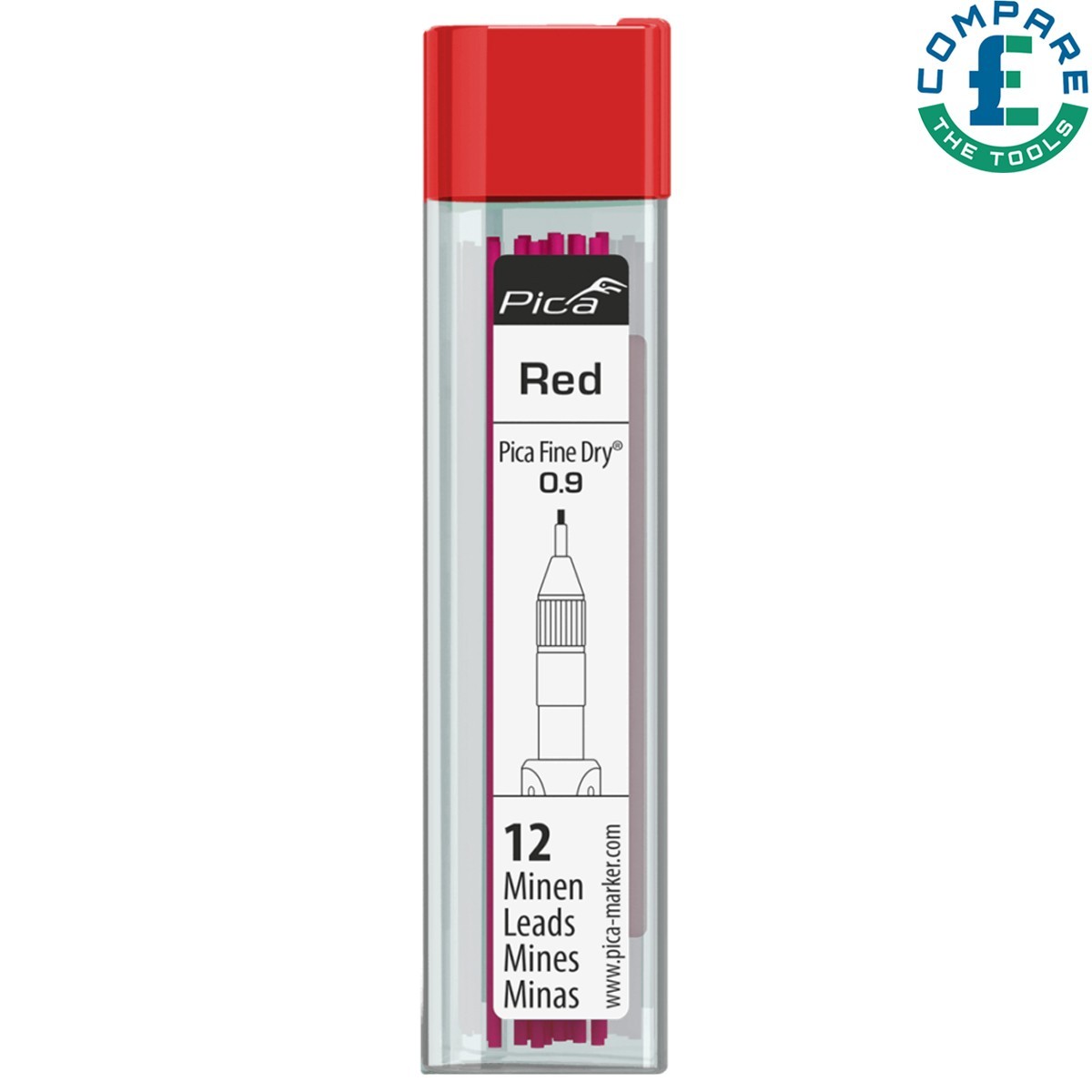 Pica 7031 Refills Fine Dry Replacement Leads Red – 12 Pieces