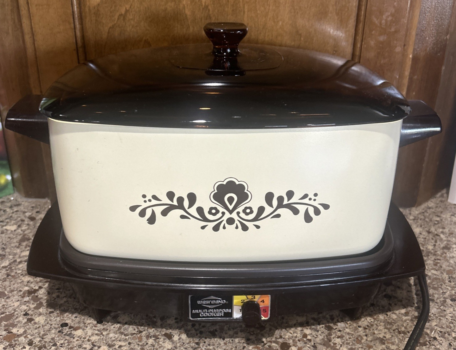VTG West Bend 6 QT Electric Slow Cooker with Domed Glass Lid Made in USA TESTED
