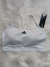 NWT Adidas Women's Aeroact Training 3 Stripes Sports Bra White JG1403 Size M