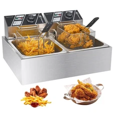 Commercial Deep Fryer with Baskets, 3400W 12.7QT/12L Thickened Stainless Stee...
