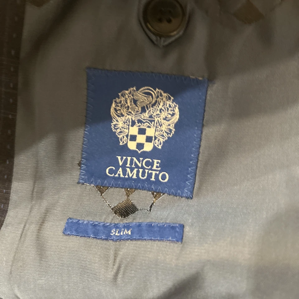 Blazer masculino Vince Camuto 36r azul slim fit lã esporte jaqueta xadrez US$ 825 - Imagem 4 de 4