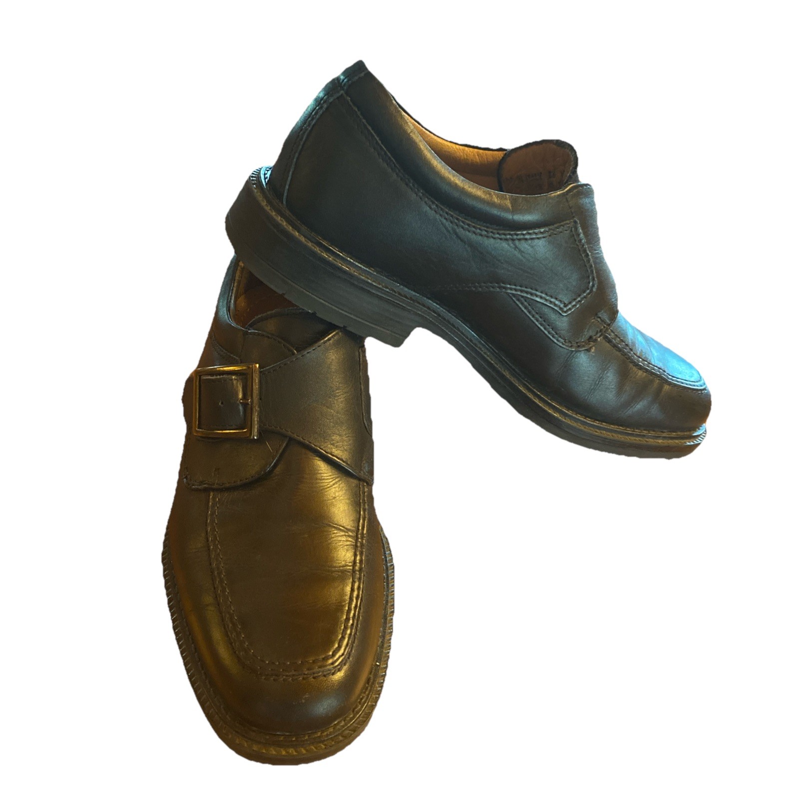 SAOLA Scarpe eleganti uomo Borelli nere in pelle con cinturino basso misura 8 5M