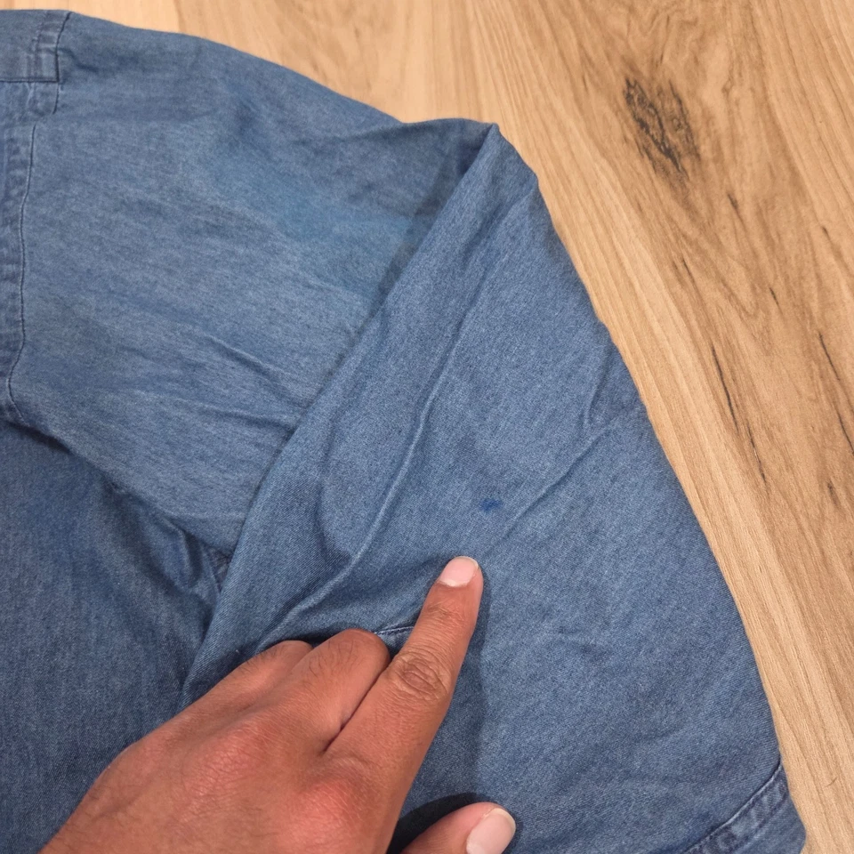 Camisa Denim Canali Para Hombre L Manga Larga Abotonada Preppy Informal Cambray Foto 4 de 4