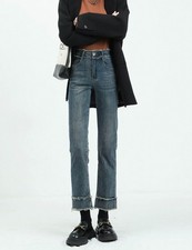 Women's High-Waist Jeans  Straight Fit   Slimming   9-Point Cropped Length