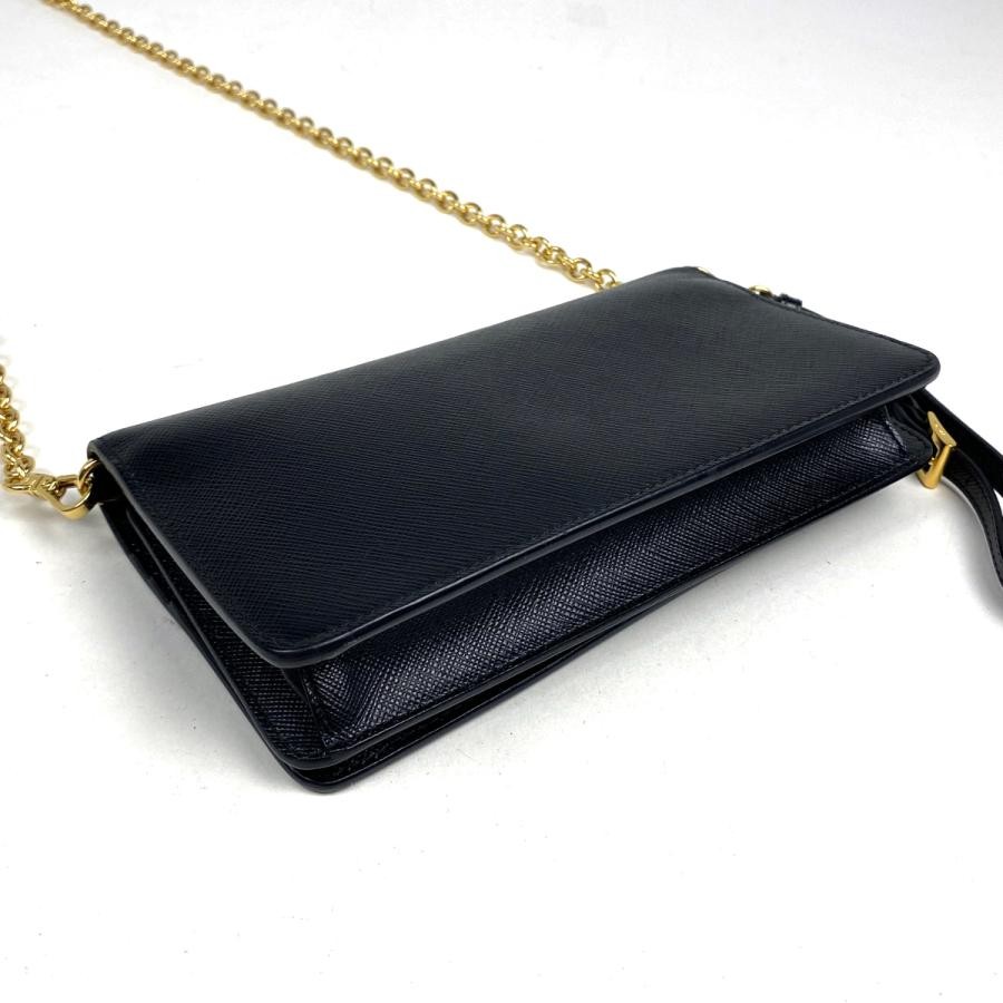 PRADA Chain Wallet Long Wallet Shoulder Bag Saffiano Leather Black #BS1209 thumbnail 2