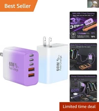 Dual 60W USB C Wall Charger Set - 5-Port PD & QC Power Adapters for All Devices