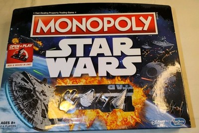 STAR WARS Monopoly Disney Edition Open & Play Box Board 2015 Hasbro Open Box