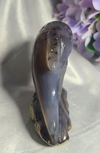 4" 435g Beautiful Druzy Geode Agate Dolphin Whale Crystal Stone Carving Statue - Picture 12 of 24