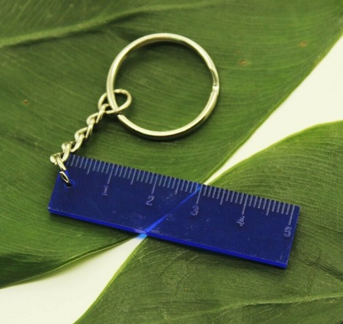BLUE RULER KEYCHAIN Car Keys Mini Cute Teacher Gift Education Maths ...