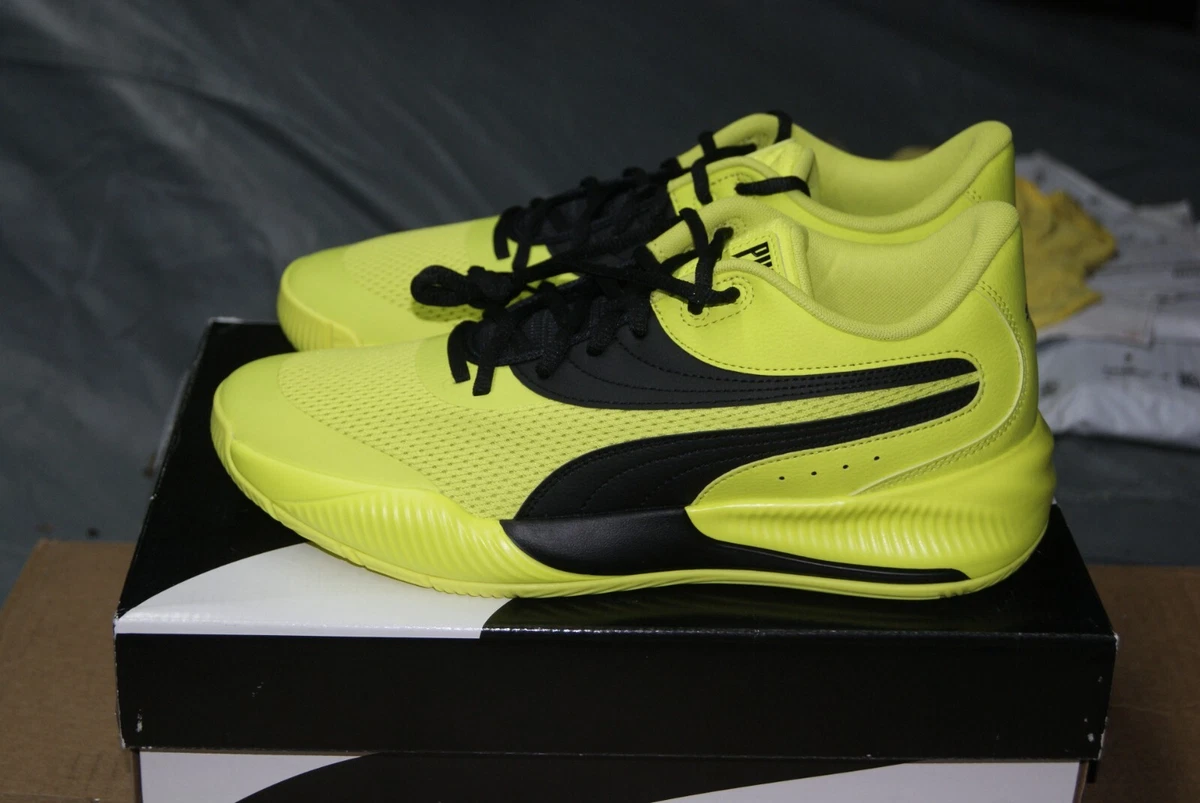 Mens Puma Triple Yellow Glow Black Basketball Shoes 195217 Sz 10.5