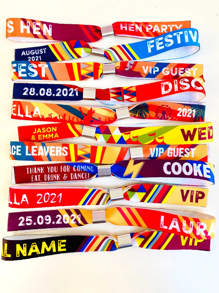 Personalised Party Event Wristbands  - Customised Festival Fabric Wristbands - Image 4 of 4