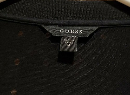 GUESS- Sequin (Full Front) TOP/ Blouse - Sz: Medium Black Short Sleeve EUC - Picture 4 of 5