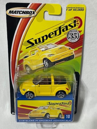 Matchbox Superfast #10 Chrysler PT Cruiser Convertible 2004, gelb, 1/64, Neu in OVP