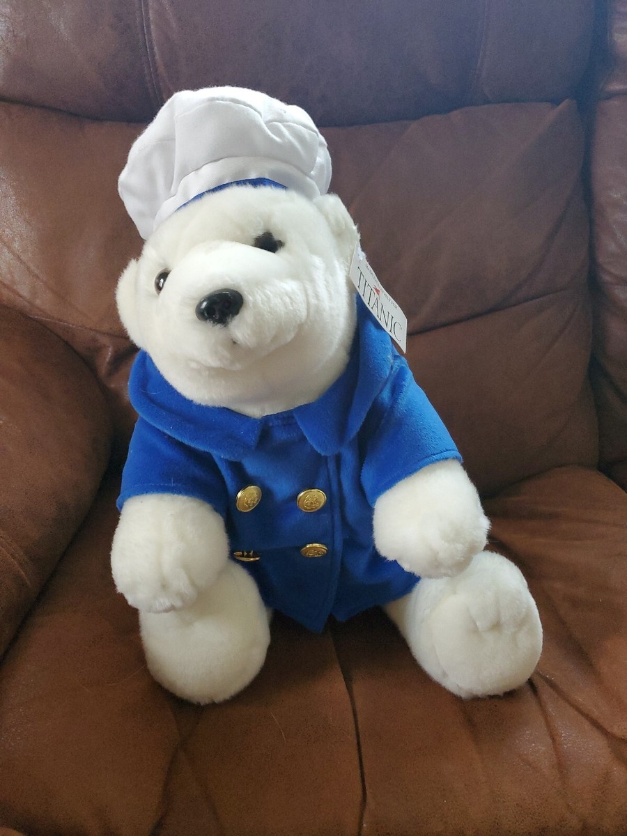 Titanic White Polar Bear Plush Blue Jacket & Toque Cuddly