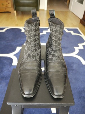 Designer Stiefel, John Fluevog Gr. 43 schwarz/grau