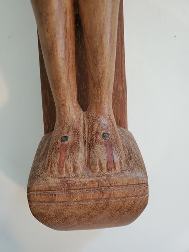 Vintage Primitive Hand Carved Wooden Crucifix Cross Jesus Religious 20" - Picture 4 of 9
