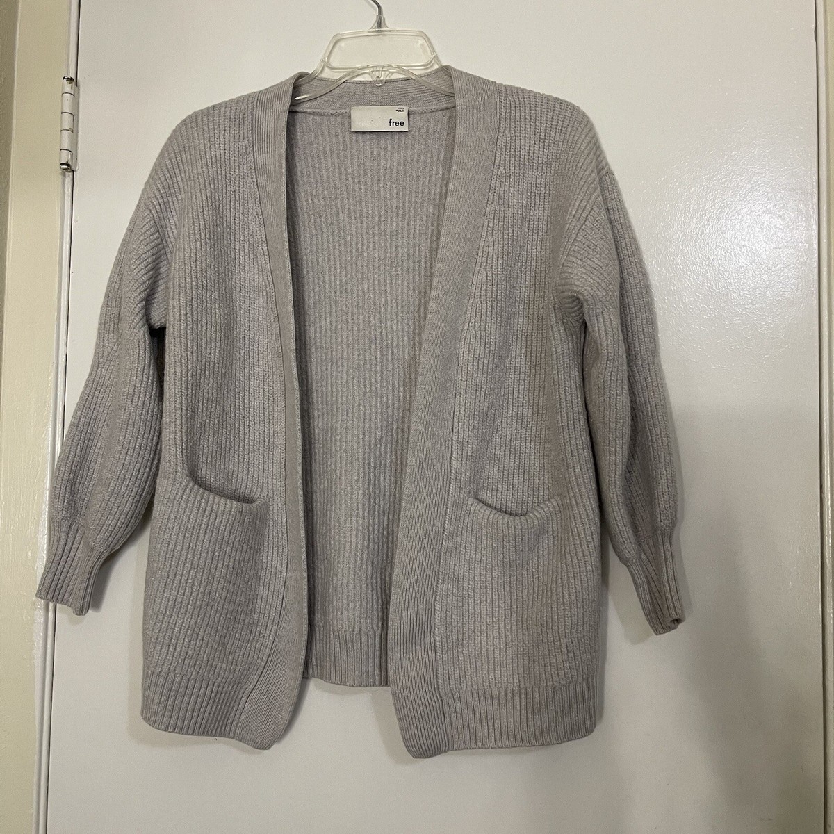 ARITZIA Wilfred Free gray ribbed merino wool knit Cardigan