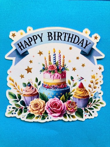 HAPPY BIRTHDAY TOPPERS - 6 x Die Cuts Topper Card Making Watercolour Art Balloon - Picture 2 of 8