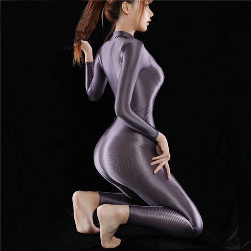 Dama Sedoso Manga Larga Entrenamiento Mono Cremallera Mameluco Bodycon Una Pieza - Imagen 3 de 10