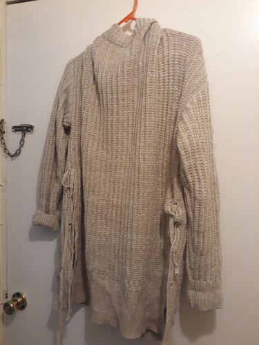 Poof Excellence Womens Cardigan Sweater Cape Open Brown (Size L Large) - Picture 9 of 12