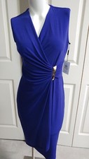 NEW CALVIN KLEIN ELEGANT DEEP V-NECK SLIT STRETCH SHEATH DRESS SIZE 2