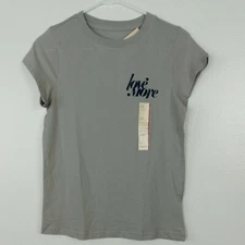 Universal Thread T-shirt Size XS Gray Love More Graphic Cap Sleeves Women's NWT