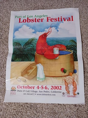 2002 PORT OF LOS ANGELES HOMAR FESTIWAL ZWINIĘTY PLAKAT W PORTACH O' CALL VILLAGE - Zdjęcie 1 z 2