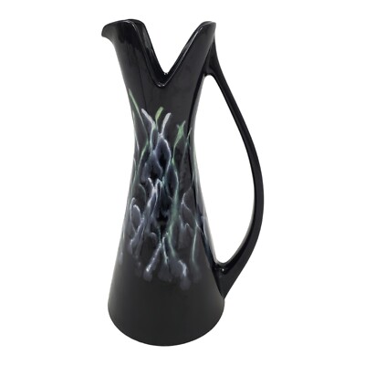 Royal Haeger Vase Black Drip Glaze Pitcher Ewer Vintage Ben Siebel Design MCM