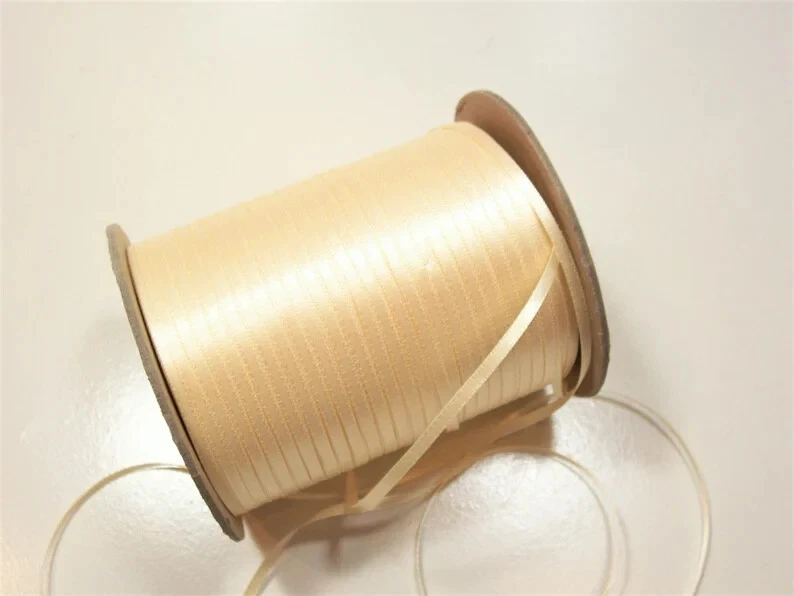 Schiff Creme Ivory Double-Face Satin Ribbon 1/8" wide x 500 yards Roll Bin LW - Image 3 of 4