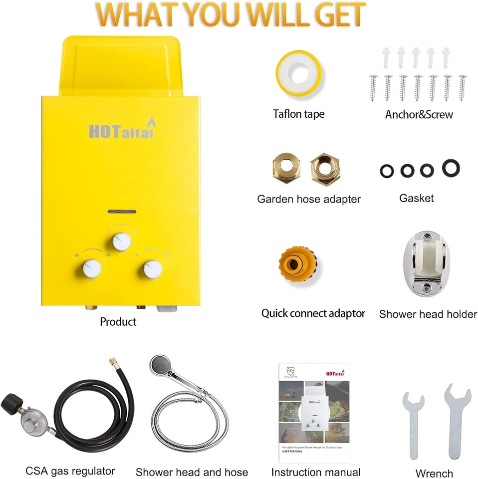 Calentador de agua portátil 1,32 GPM propano calentador de agua sin tanque para camping RV Foto 2 de 4