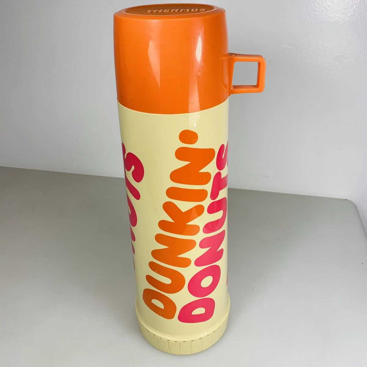 Vintage Dunkin' Donuts Thermo With Orange 12 Oz Cup/ Lid, Coffee