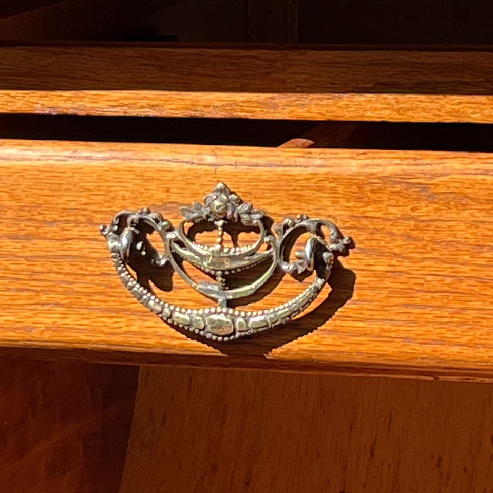 Possum Belly Bin Table Kitchen Bake Brass Handles 2 Bins Drawers