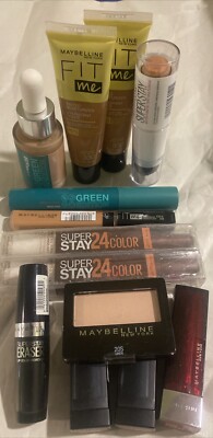 Maybelline Makeup Cosmetic Bundle Medium Tone Tinted FACE Eyes LIPSTICK & MORE 