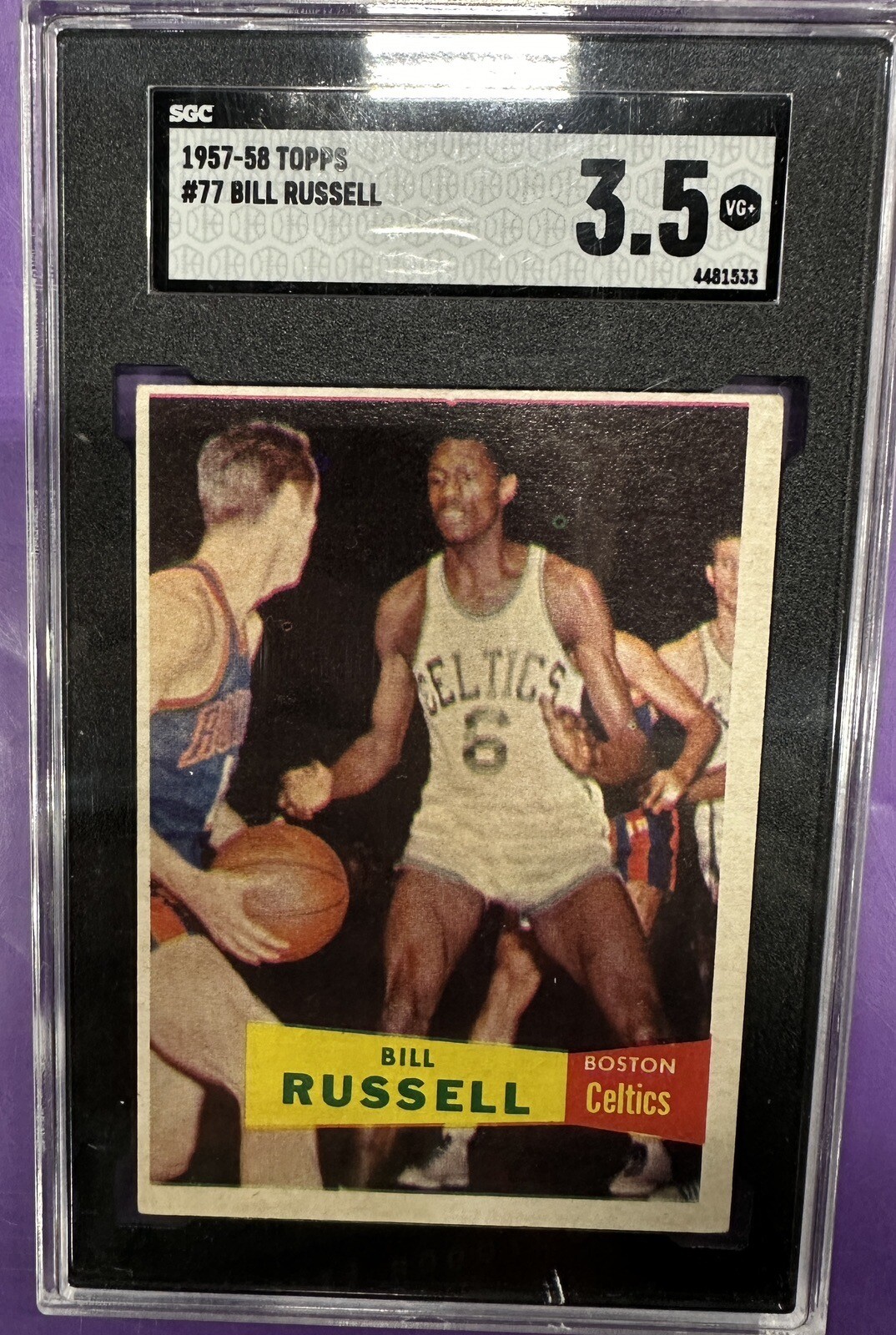 1957 Topps Bill Russell Rookie Card RC #77 PSA 3.5 Sharp Corners