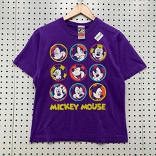 Vintage 80s Mickey For Kids Stuff Shirt Purple Single Stitch Youth 14/16 18X22