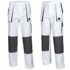 Work Trousers Painters Decorators Pants Combat Style Cotton White All Size LARGE