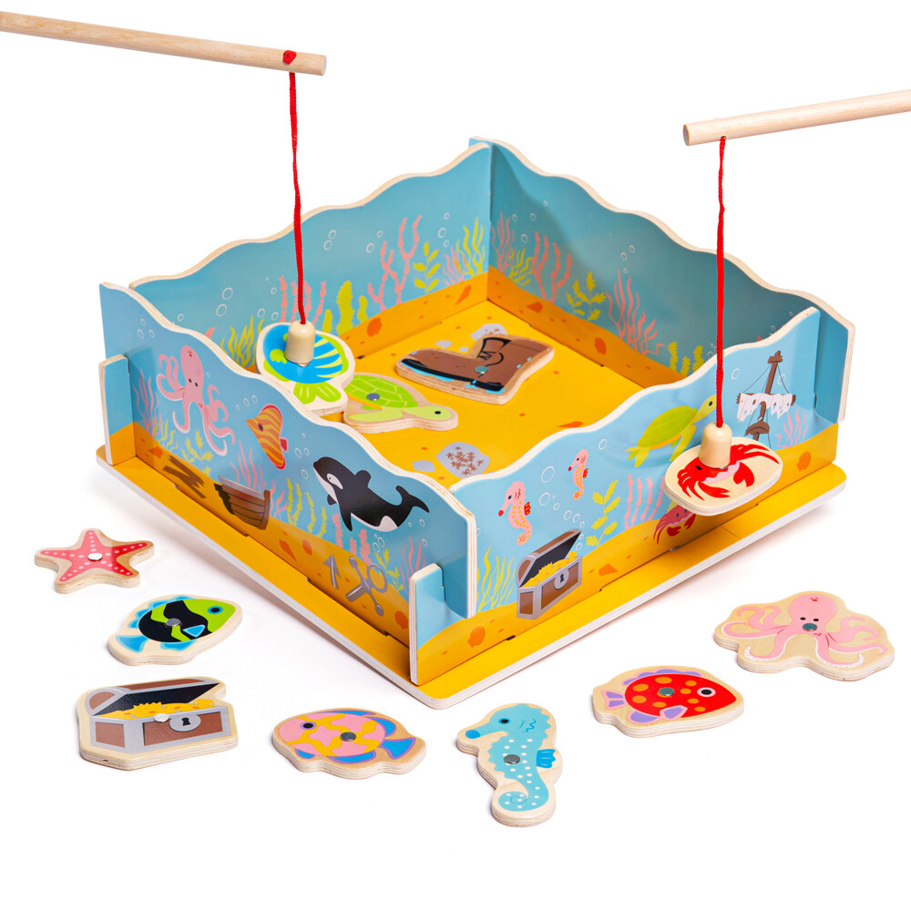 Bigjigs Toys Magnetic Wooden Fishing Game Set with Rods UK