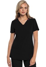 Med Couture Scrubs Women's V-Neck Top MC702 BLK Black Free Ship