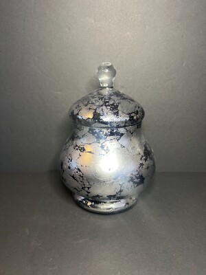 Italian Vidi Glass Black & Silver Apothecary Canister Jar w/ Lid from Naples