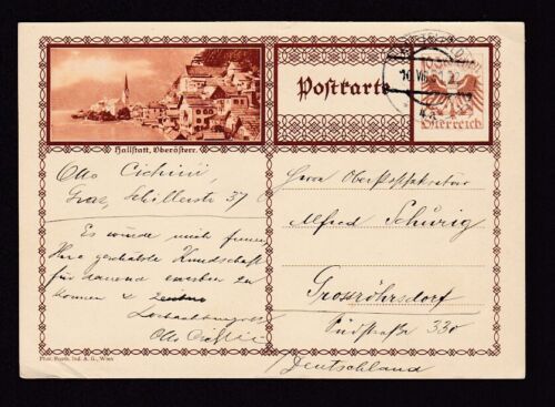 Austria 10g tarjeta de papelería Hallfratt ilustración usada 1931 - Imagen 1 de 2